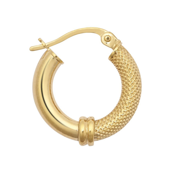 Ring - 9ct Yellow Polished & Mesh Hoop Earrings - by Hearts Forever Jewellers