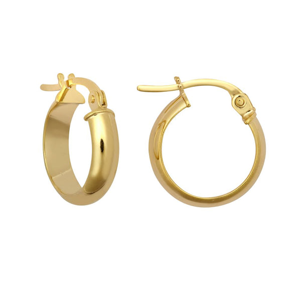 Ring - 9ct Yellow 3mm Wedding Band Style Hoop Earrings - by Hearts Forever Jewellers
