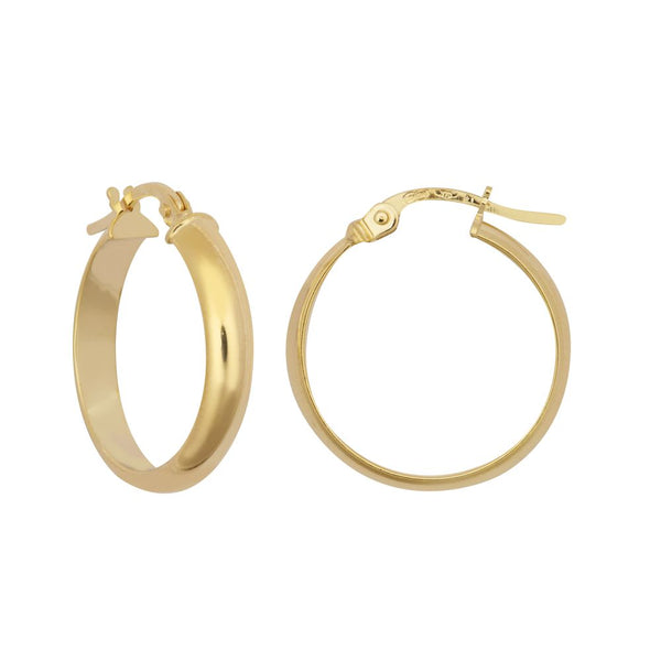 Ring - 9ct Yellow 3mm Wedding Band Style Hoop Earrings - by Hearts Forever Jewellers