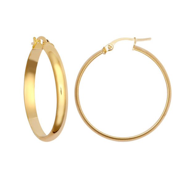 Ring - 9ct Yellow 3mm Wedding Band Style Hoop Earrings - by Hearts Forever Jewellers