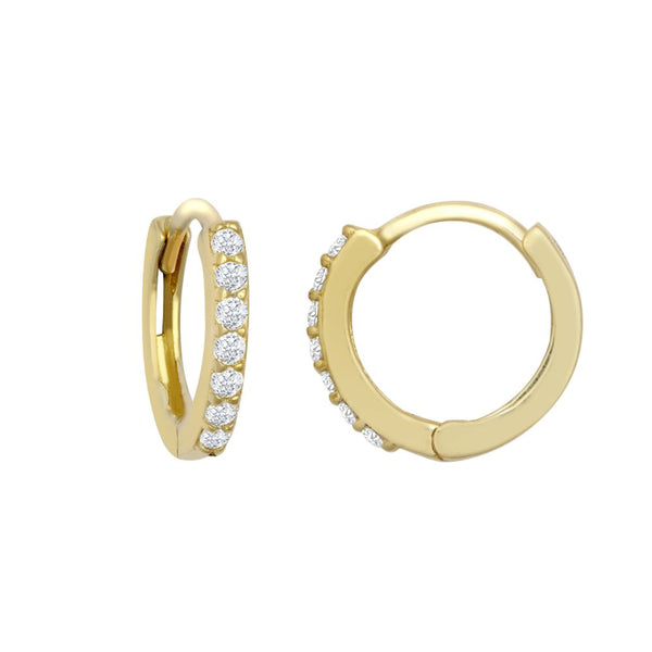 Cubic Zirconia Ring - 9ct Yellow Gold CZ Set 10mm Huggie Earrings - by Hearts Forever Jewellers
