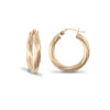 14ct yellow gold 3mm round-tube twisted creole Hoop Earrings