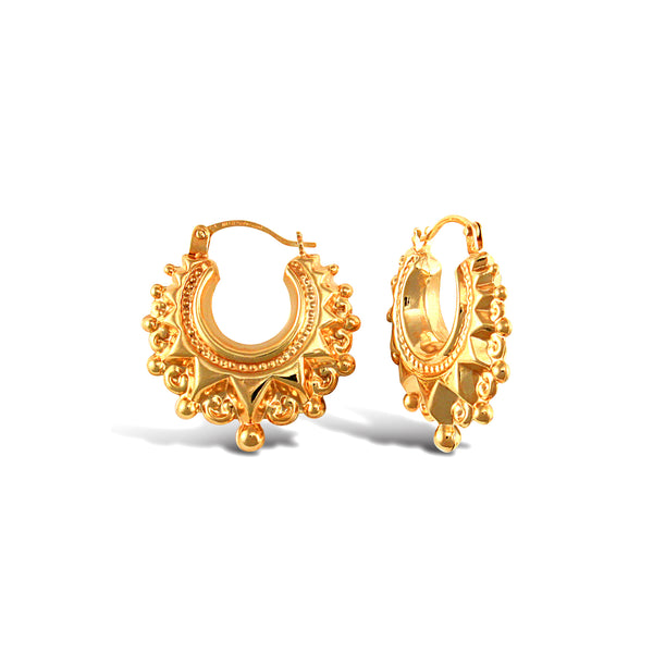 Ring - 9ct yellow gold star patterned creole earrings - by Hearts Forever Jewellers