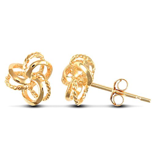 Ring - solid 9ct yellow gold hand finished knot design Stud Earrings - by Hearts Forever Jewellers