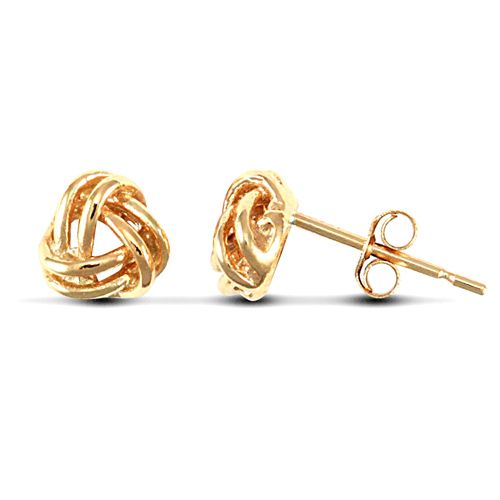 Ring - solid 9ct yellow gold hand finished double row knot design Stud Earrings - by Hearts Forever Jewellers