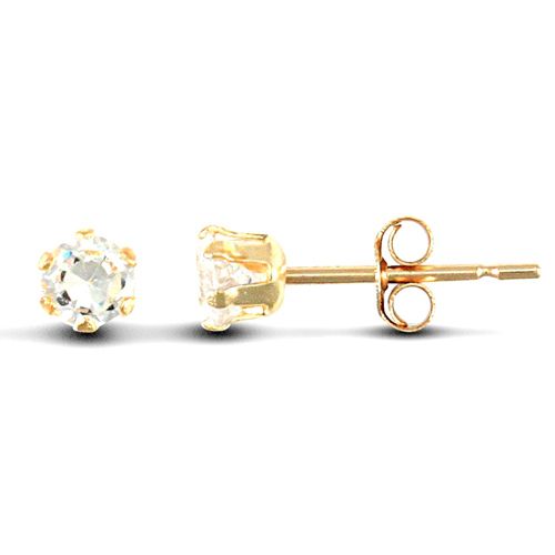 Cubic Zirconia Ring - 9ct yellow gold Stud Earrings claw-set with a 3mm solitaire cubic zirconia stone - by Hearts Forever Jewellers