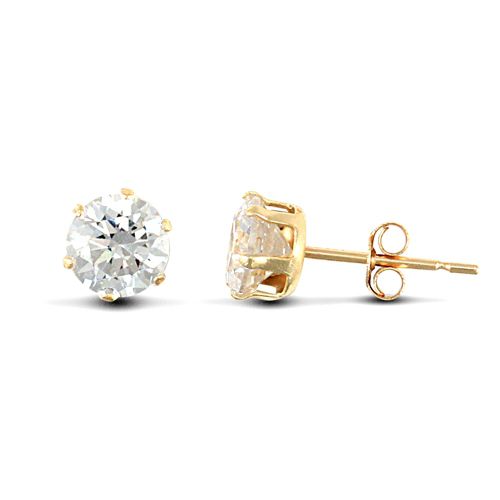 Cubic Zirconia Ring - 9ct yellow gold Stud Earrings claw-set with a 3mm solitaire cubic zirconia stone - by Hearts Forever Jewellers
