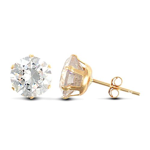 Cubic Zirconia Ring - 9ct yellow gold Stud Earrings claw-set with a 3mm solitaire cubic zirconia stone - by Hearts Forever Jewellers