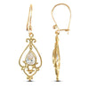 9ct yellow gold chandelier drop earrings set with a single pear-shaped cubic zirconia stone.