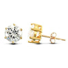 solid 9ct yellow gold hand finished stud earrings claw-set with a 3mm solitaire cubic zirconia stone.