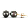 6mm premium quality black cultured pearl Stud Earrings with a 9ct yellow gold post and butterfly fitting.