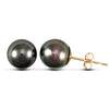 6mm premium quality black cultured pearl Stud Earrings with a 9ct yellow gold post and butterfly fitting.