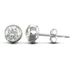 9ct white gold round Stud Earrings rub-over set with a solitaire cubic zirconia stone.