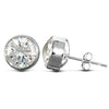 9ct white gold round Stud Earrings rub-over set with a solitaire cubic zirconia stone.