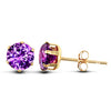 9ct yellow gold Stud Earrings claw-set with a 3mm solitaire purple cubic zirconia stone.