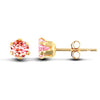 9ct yellow gold Stud Earrings claw-set with a 3mm solitaire pink cubic zirconia stone.