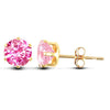 9ct yellow gold Stud Earrings claw-set with a 3mm solitaire pink cubic zirconia stone.