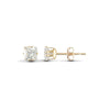 9ct yellow gold Stud Earrings claw-set with a 6mm solitaire square cubic zirconia stone.