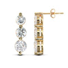 solid 9ct yellow gold hand-set 3 stone cubic zirconia trilogy design drop Stud Earrings