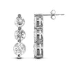 solid 9ct white gold hand-set 3 stone cubic zirconia trilogy design drop Stud Earrings