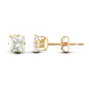 9ct yellow gold Stud Earrings claw-set with a 6mm solitaire square cubic zirconia stone.