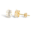 9ct yellow gold Stud Earrings claw-set with a solitaire rectangular shaped cubic zirconia stone.