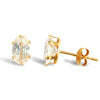 9ct yellow gold Stud Earrings claw-set with a solitaire oval shaped cubic zirconia stone.