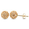 9ct yellow gold champagne tinted sparkling crystal set ball Stud Earrings