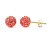 9ct yellow gold pink tinted sparkling crystal set ball Stud Earrings