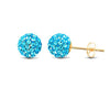 9ct blue tinted sparkling crystal set ball Stud Earrings