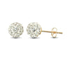 9ct yellow gold clear sparkling crystal set ball Stud Earrings
