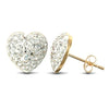 9ct yellow gold clear sparkling crystal set heart Stud Earrings
