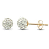 9ct yellow gold clear sparkling crystal set ball Stud Earrings