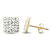 9ct yellow gold clear sparkling crystal set 8 x 8 mm square Stud Earrings