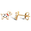 9ct Yellow Enamelled Dog Stud Earrings