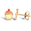 9ct Yellow Enamelled Cupcake Stud Earrings