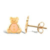 9ct yellow gold teddy bear stud earrings with an enamelled design