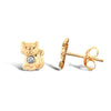 9ct yellow gold kitten stud earrings with an inset cubic zirconia