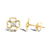 9ct yellow gold open heart shaped petal design flower stud earrings with inset cubic zirconia's