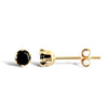 Solid 9ct yellow gold hand finished stud earrings claw-set with a 3mm solitaire black cubic zirconia stone
