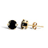Solid 9ct yellow gold hand finished stud earrings claw-set with a 3mm solitaire black cubic zirconia stone