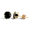 Solid 9ct yellow gold hand finished stud earrings claw-set with a 3mm solitaire black cubic zirconia stone