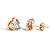 9ct three colour gold knot design Stud Earrings with a claw set cubic zirconia stone centre