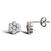 9ct white gold flower design with rub over CZs Earrings