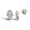 9ct white gold hamsa stud earrings with cubic zirconia's