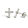 9ct white gold cross stud earrings with cubic zirconia's
