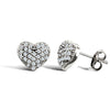 9ct white gold domed heart stud earrings with cubic zirconia's
