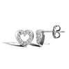 9ct white gold outline heart earrings with cubic zirconia's