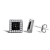 9ct white gold square stud earrings edged with cubic zirconia's and inset with black cubic zirconia's