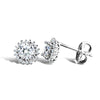 9ct white gold claw set cubic zirconia edged with surrounding claw set CZs Earrings